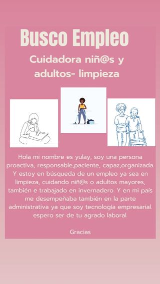 Busco empleo, limpieza- cuidadora-niñ@s y adultos.