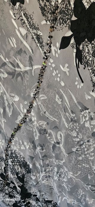 Abito lungo seta elegante grigio nero