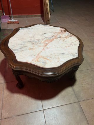 Mesa centro mármol madera