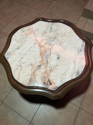 Mesa centro mármol madera