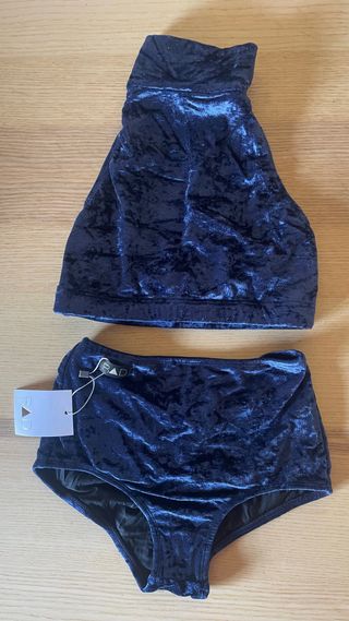 Conjunto pole RAD terciopelo azul - Talla S