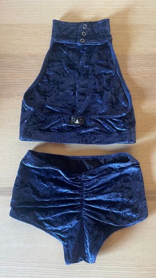 Conjunto pole RAD terciopelo azul - Talla S