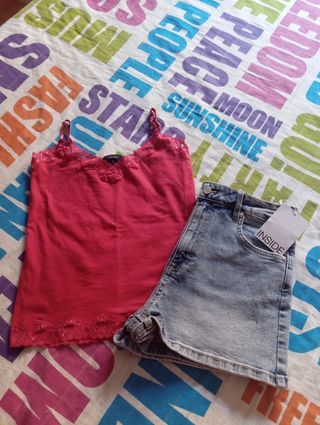 Pantalón corto y camiseta tirantes talla 36
