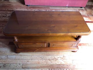 Mesa centro madera ROBLE- cristal