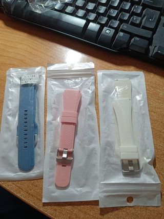 3 Correas reloj silicona - Azul y Rosa