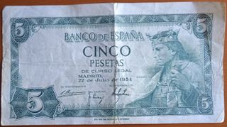 Billete 5 Ptas. España 1954