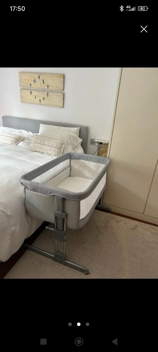 Cuna colecho bebé gris usada mui poquito