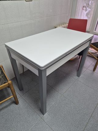ANIMENSE!!! Mesa cocina extensible gris y blanca (