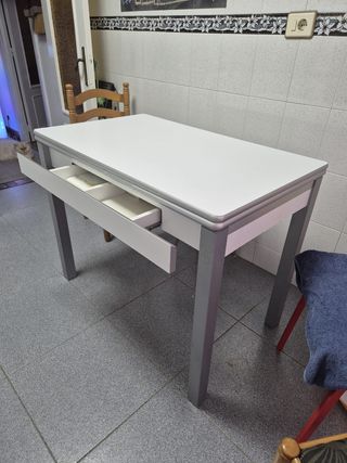 ANIMENSE!!! Mesa cocina extensible gris y blanca (