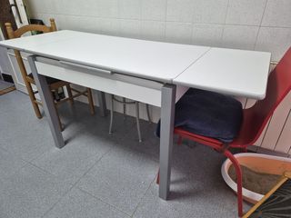 ANIMENSE!!! Mesa cocina extensible gris y blanca (