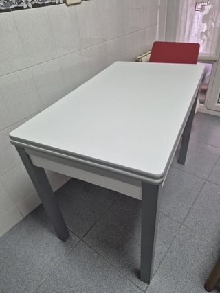 ANIMENSE!!! Mesa cocina extensible gris y blanca (