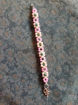 Braccialetto Perline Rosa e Bianco