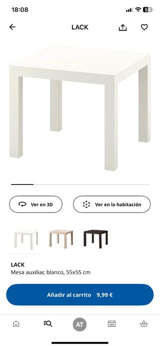 Mesa auxiliar IKEA Lack blanca 55x55cm