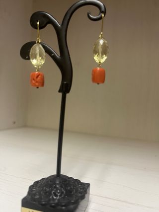 Pendientes Oro 18k | Coral  autentico.