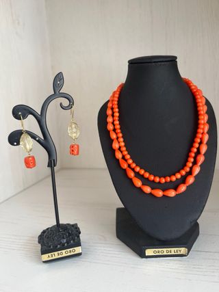Pendientes Oro 18k | Coral  autentico.