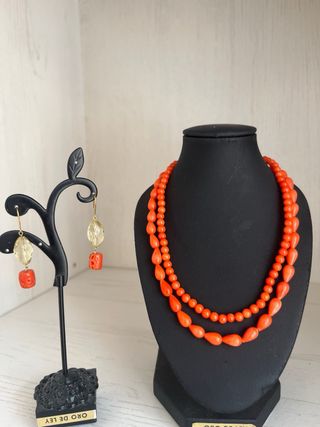 Pendientes Oro 18k | Coral  autentico.