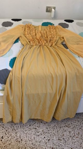 Vestito lungo color senape