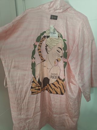 Kimono rosa estampado tigre