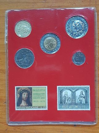 ESTUCHE 5 MONEDAS Y 5 SELLOS EL VATICANO