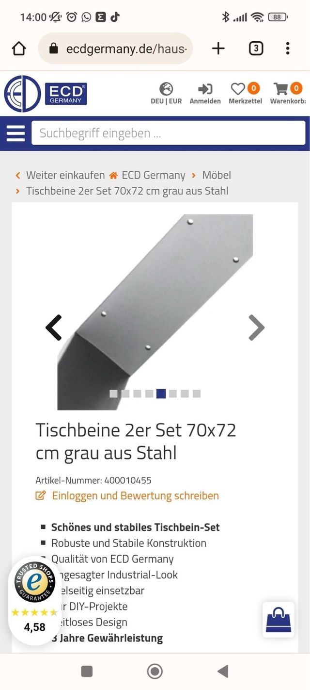 Patas Mesa 70x72cm - Acero Gris