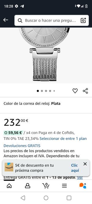 Reloj Guess Mujer Plata