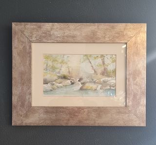 Acuarela paisaje rivera de río - E.Libeth