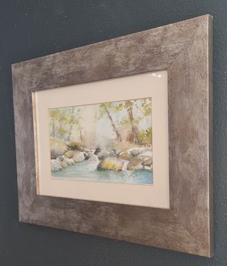 Acuarela paisaje rivera de río - E.Libeth