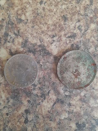 2 Monedas antiguas España 25 y 50 Ptas