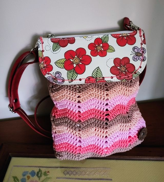 Borsa a tracolla uncinetto con Fiori