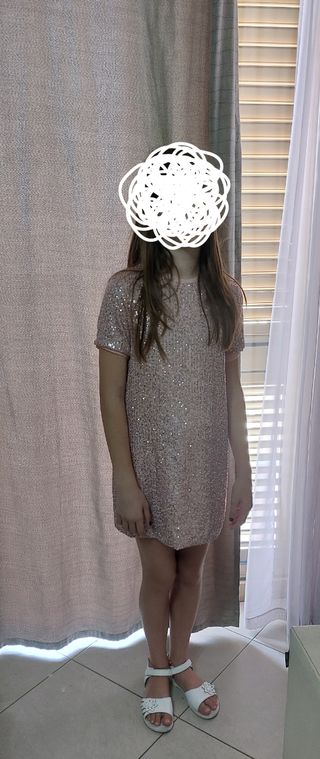 Vestito paillettes rosa Onyx bimba 10 anni