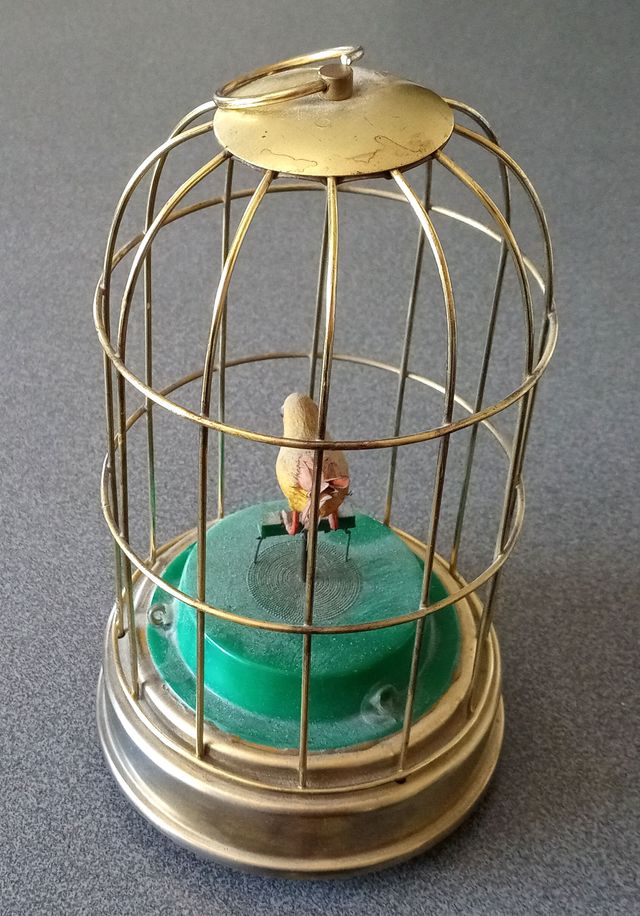 Jaula musical con pájaro