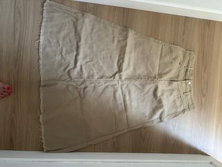 Falda vaquera larga beige