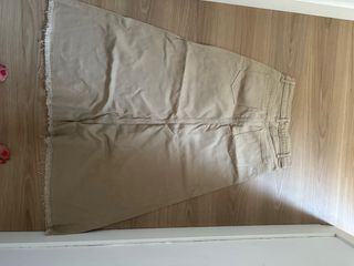Falda vaquera larga beige