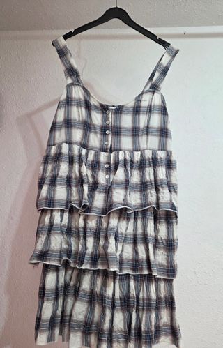 Vestido Only cuadros - Blanco y azul