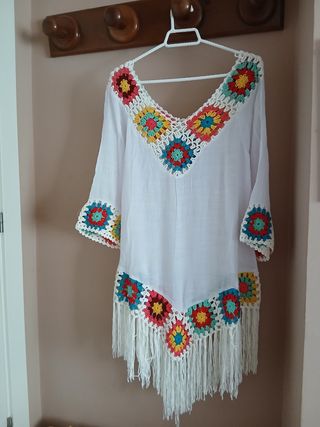 Vestido crochet multicolor