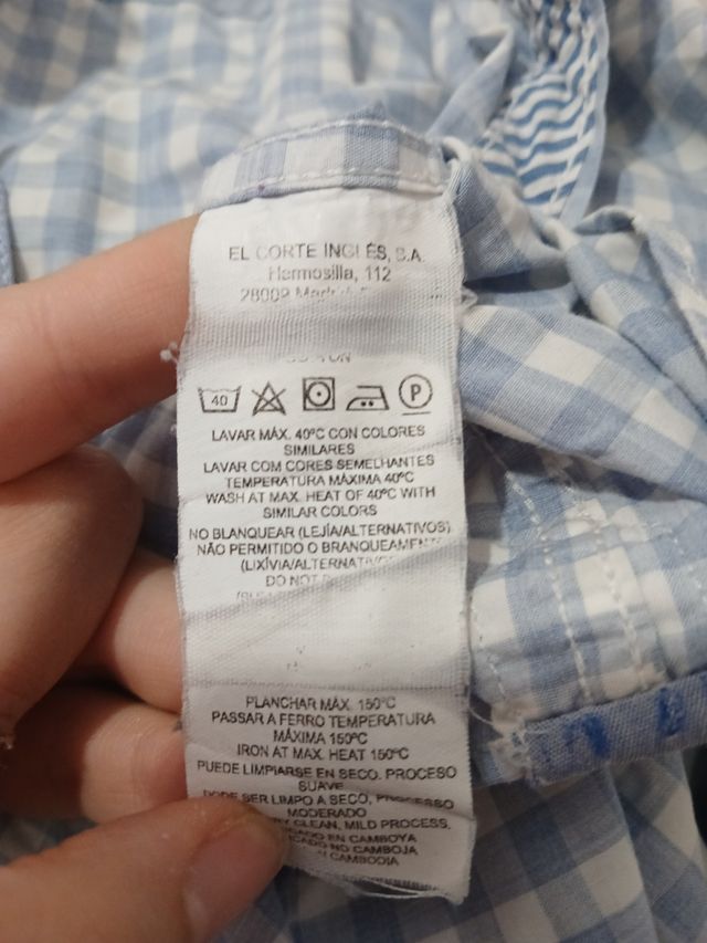 Camisa a cuadros azul y blanca El Corte Ingles