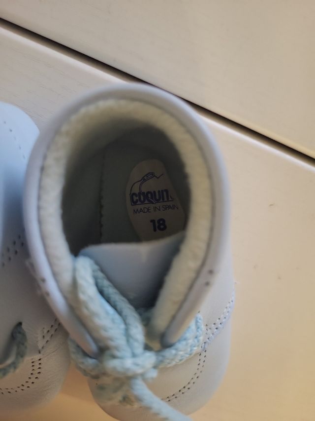 Zapatos Bebé Piel Azul. Talla 18