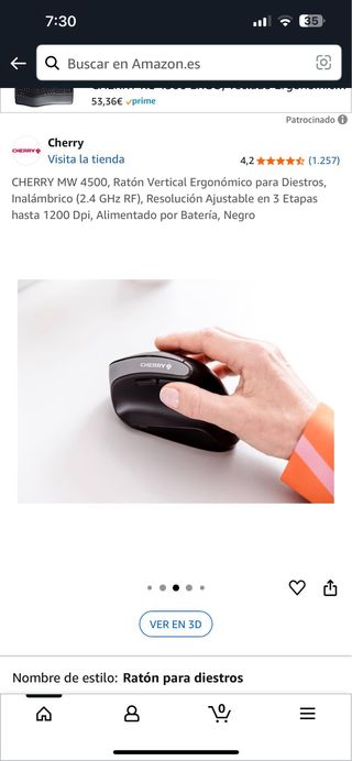 Ratón Vertical CHERRY MW 4500 - Negro