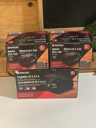 2x Baterías Parkside 20V 4Ah + Cargador rapido 