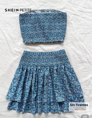 Conjunto SHEIN Petite - Falda y Top Azul - Talla S