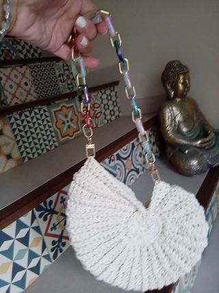 Bolso crochet beige multicolor