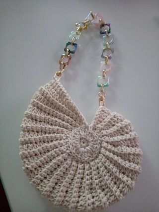 Bolso crochet beige multicolor