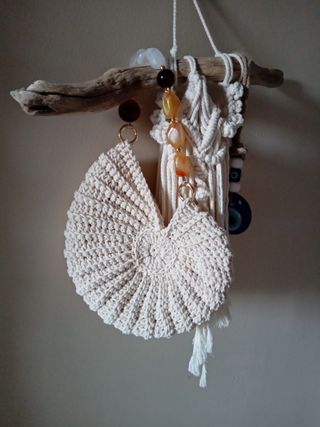 Bolso crochet caracol beige