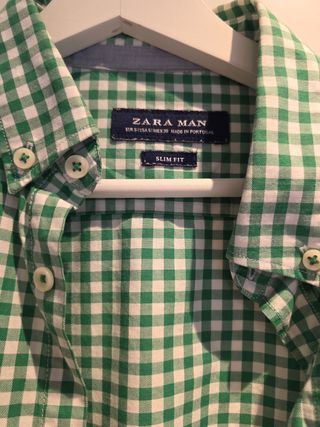 Camisa Zara Man cuadros verdes