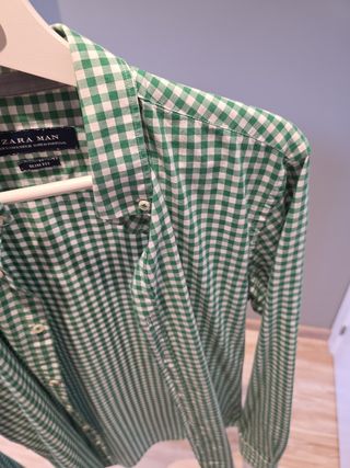 Camisa Zara Man cuadros verdes