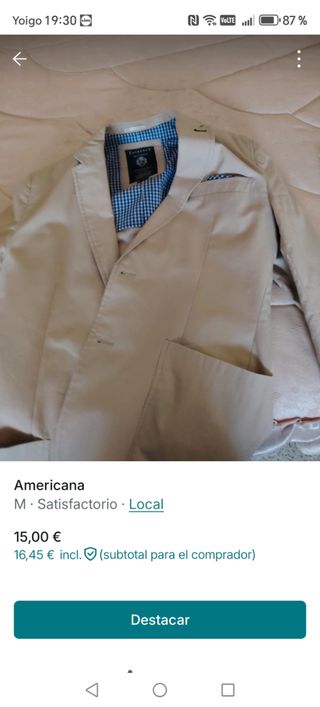 Americana beige talla M