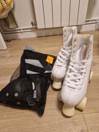 Patines Oxelo Quad 100 Blancos (38) + protecciones