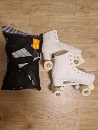 Patines Oxelo Quad 100 Blancos (38) + protecciones