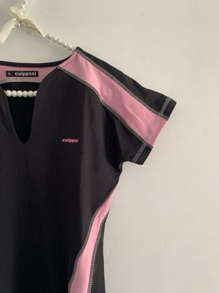 Cuippssi - Camiseta deportiva negra y rosa 