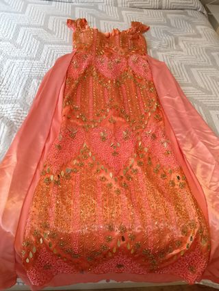 Vestido fiesta largo coral